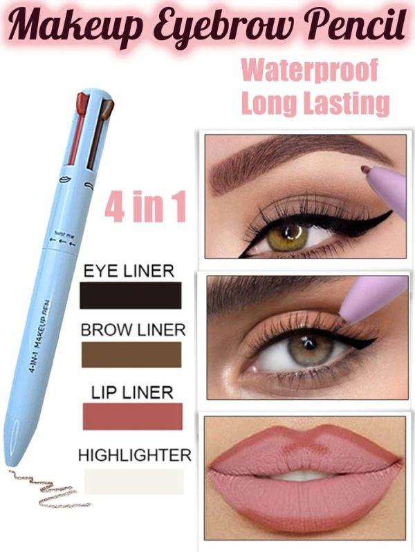 4 In 1 Waterproof Makeup Pen Eyebrow Pencil Long Lasting Easy Lip Color Liner