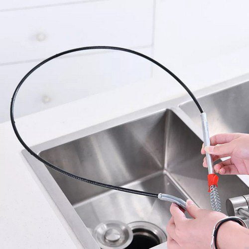 Stainless Steel Hair Catching Drain Cleaner Wire Spring Sink Cleaning Stick (90cm)