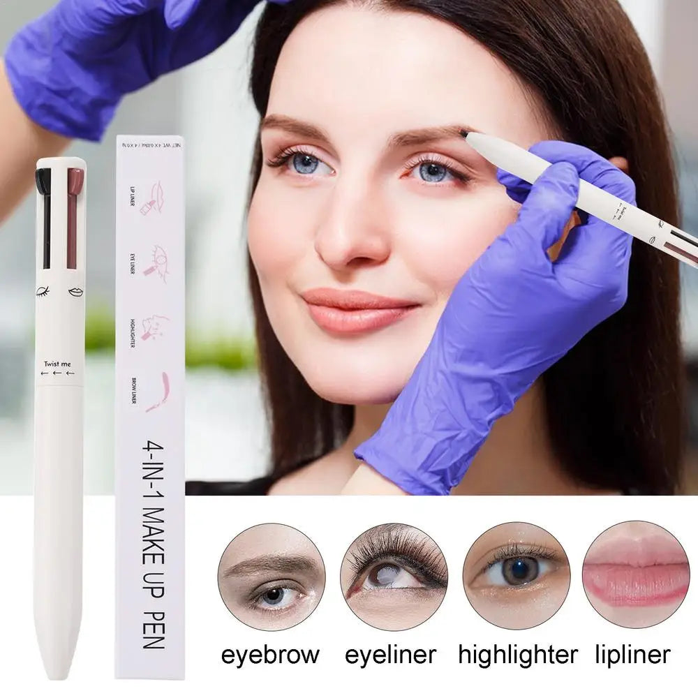 4 In 1 Waterproof Makeup Pen Eyebrow Pencil Long Lasting Easy Lip Color Liner