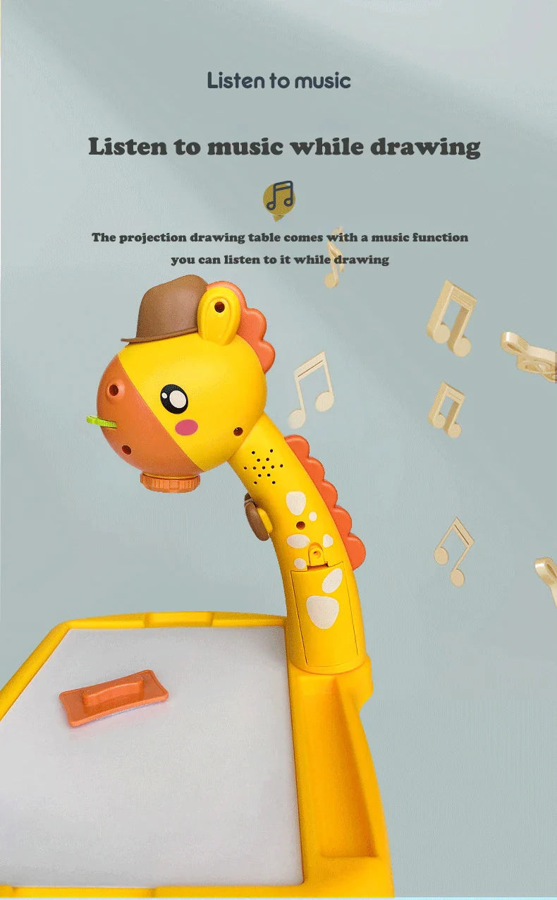 Table With Light And With Music Inside | Mini Art Drawing Board Leds Projector Light Toy Children Kids