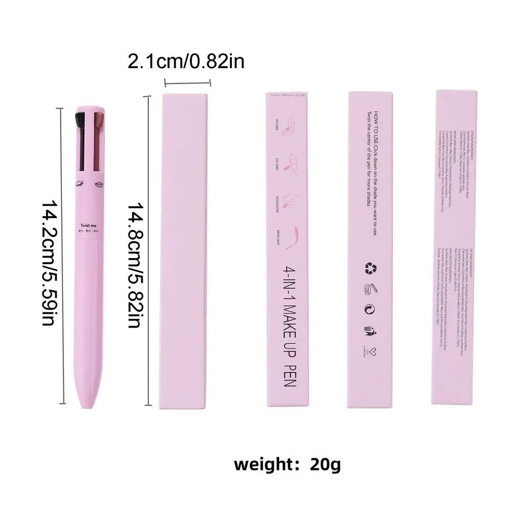 4 In 1 Waterproof Makeup Pen Eyebrow Pencil Long Lasting Easy Lip Color Liner