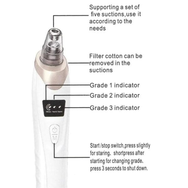 Face Vacuum Suction Blackhead Remover Pore Cleaner | Electric Deep Cleansing Tool