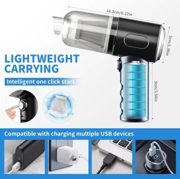 3 In 1 Portable Vacuum Cleaner- Durable Wireless Vacuum -duster Blower Air Pump
