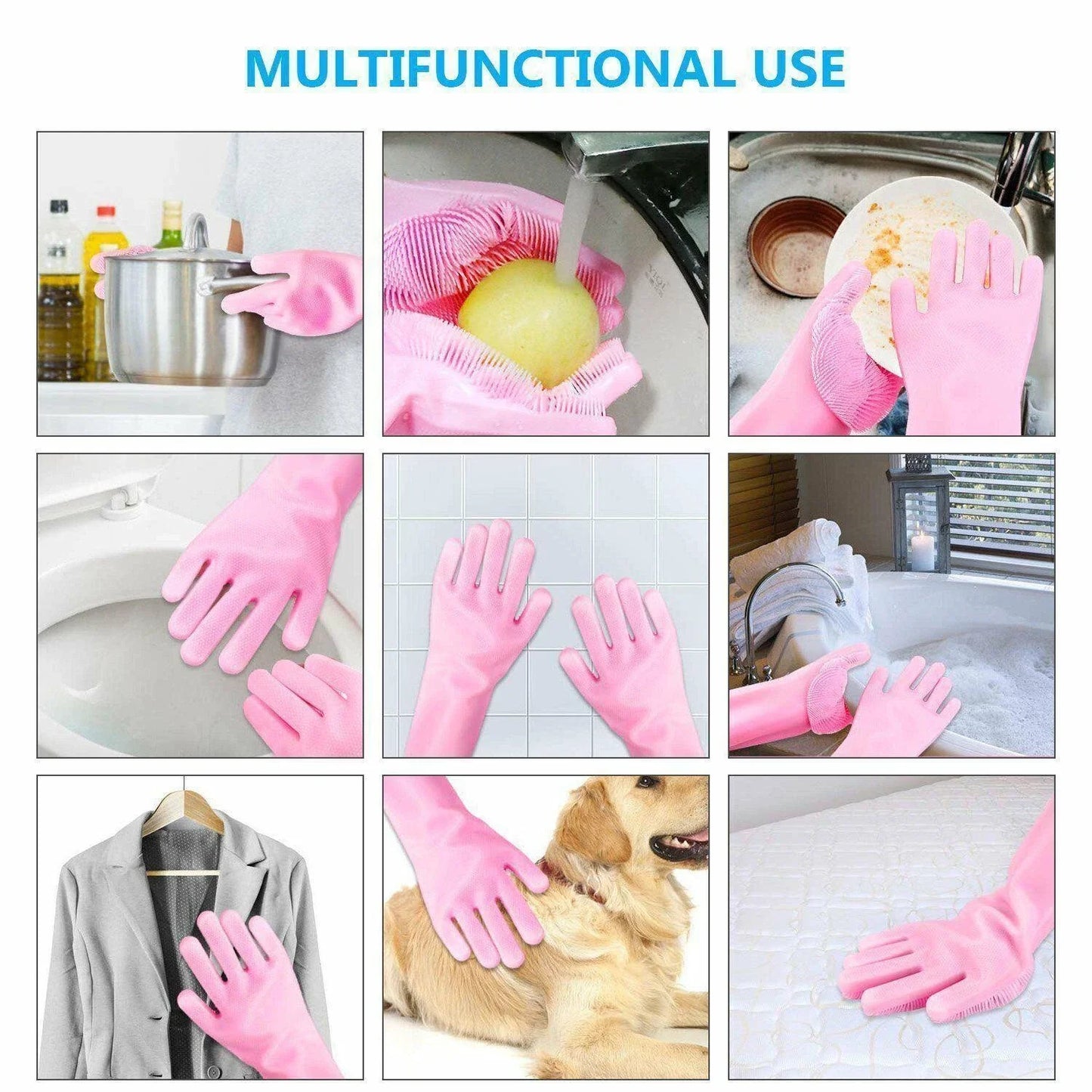 Silicone Washing Full Finger Gloves – For Home