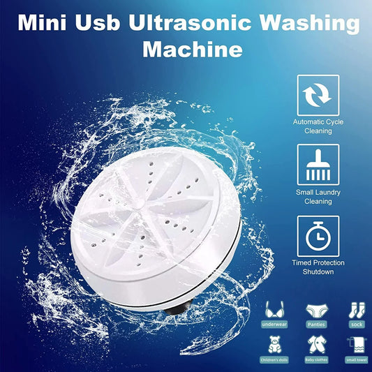 Portable Usb Travel Turbo Mini Washer | Ultrasonic Rotating Turbine Washing Machine For Socks Underwear Dishes Clothes
