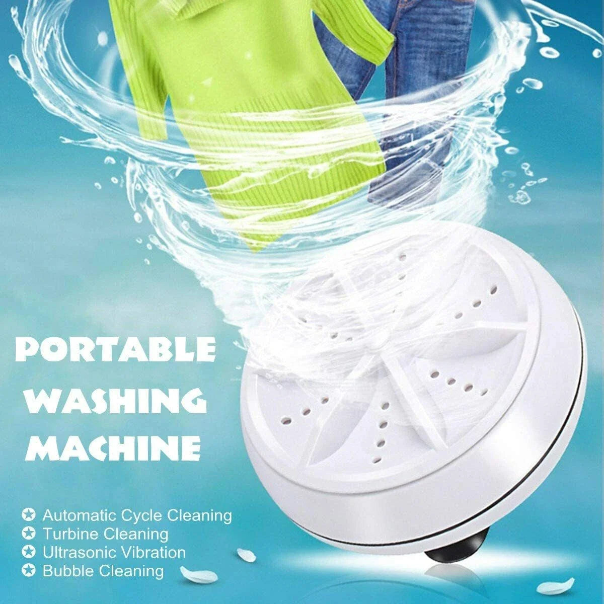 Portable Usb Travel Turbo Mini Washer | Ultrasonic Rotating Turbine Washing Machine For Socks Underwear Dishes Clothes