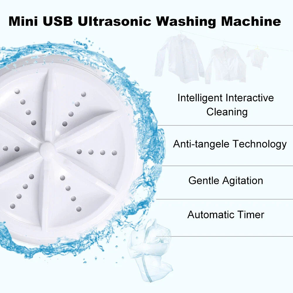 Portable Usb Travel Turbo Mini Washer | Ultrasonic Rotating Turbine Washing Machine For Socks Underwear Dishes Clothes