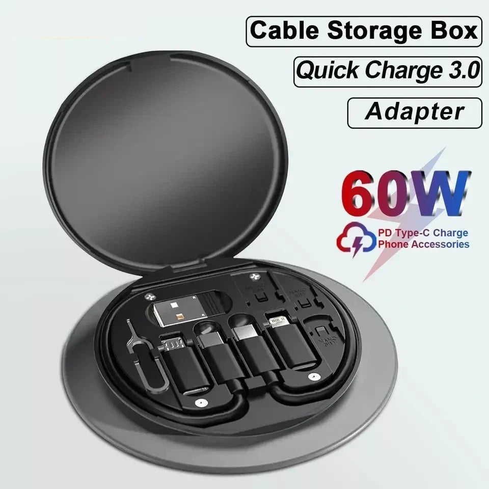 Multifunctional Data Cable Set 60w Fast Charging Cable For Android & Iphone