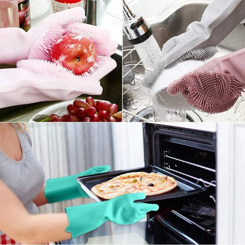 Silicone Washing Full Finger Gloves – For Home