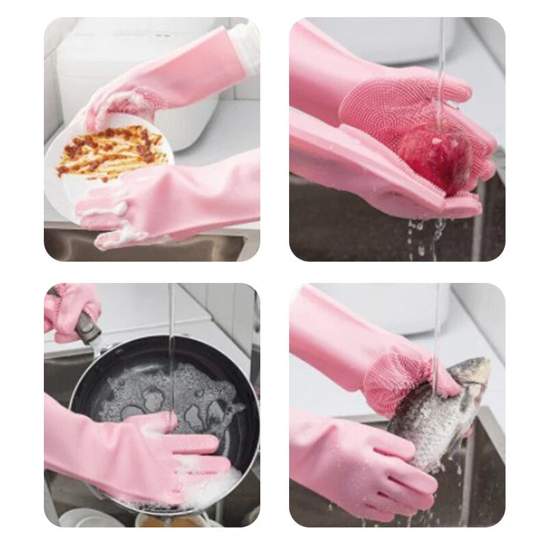 Silicone Washing Full Finger Gloves – For Home